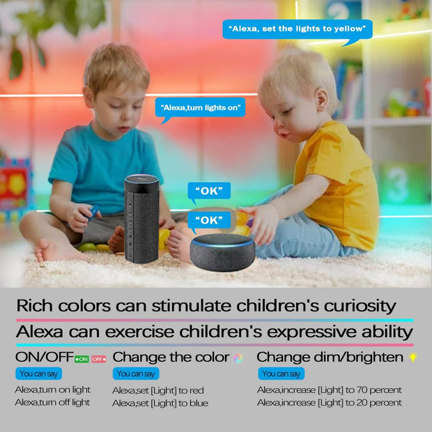 Smart RGB LED Strip Lights Wifi+Bluetooth Compatible with Alexa