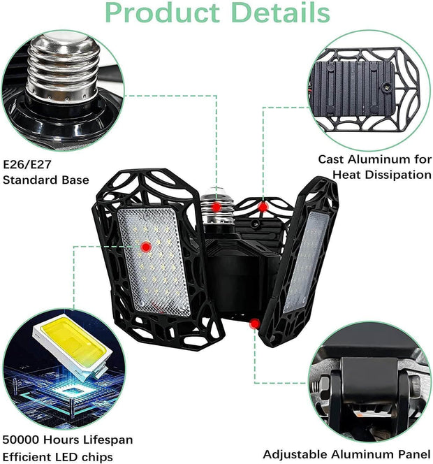 100W 2-pack Motion Sense Garage lights  - Aluminum Metal,E26 E27 Socket - cozylady